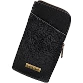 Double Eyeglass Case | Semi Soft Faux Leather Zipper Glasses Pouch - Chic Dual Durable Sunglass Case