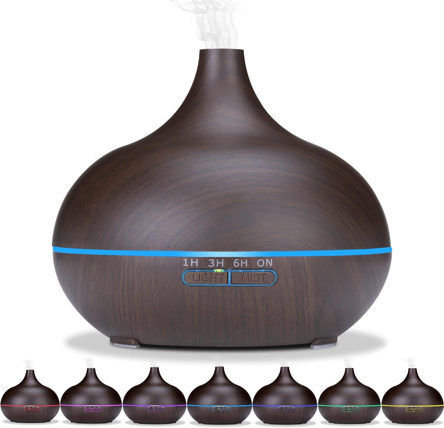 Seamei 550ml Essential Oil Diffuser Wood Grain Aromatherapy Diffuser Ultrasonic Cool Mist Humidifier with Color LED Lights Changing Waterless Auto Shut-off Bedroom Office Home Baby Room Yoga