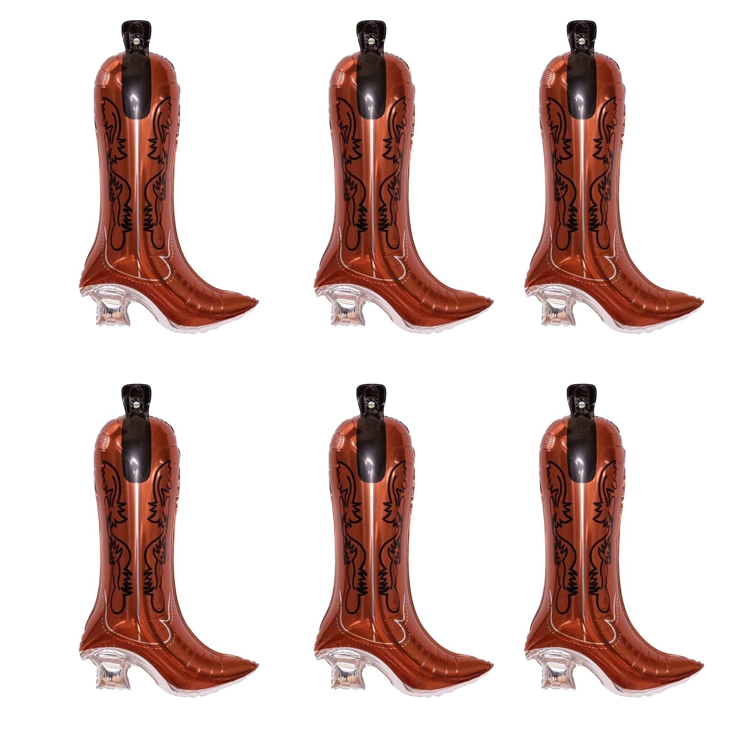 Lezevn 6Pcs Western Cow Boot Balloons Cowgirl Cowboy Boot Balloons Bachelorette Party Decorations for Western Cowboy Themed Party Supplies