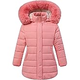 AUBZOZO Girls' Down Coat with Removable Hood,Kid's Waterproof Winter Jacket Snow Outwear Parka Fleece Insulated