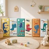 SnailM-JOY 6pcs Anti Collision Wall Padding for Kids Playroom, 3D Wall Peel and Stick Headboard, 19.7&rsquo;&rsquo; x 7.8&rsquo;&rsquo; Soft Wall Cushion, Upholstered Wall Pads for Sensory Room Bedroom