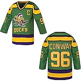 Youth Ducks Jersey 96 Charlie Conway Adam Banks Mighty Duck Shirt Movie Ice Hockey Jersey for Boys' S-XL