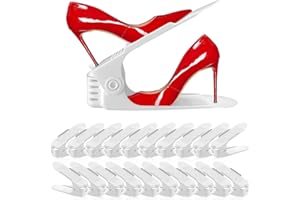 NINU Shoe Slots Organizer, 20-Pack Adjustable Shoe Stacker, Double Layer Stack Shoe Holder Space Saver, White Shoe Stacker fo