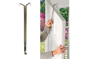 Haute Decor Adapt Adjustable Wreath Hanger, Top & Length Adjustable - Antique Brass - Over The Door Wreath Holder That Fits Almost Any Door Size