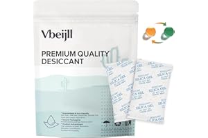 Vbeijll 5 Gram (50 Pack) Color-Indicating Silica Gel Packets, Premium Food Grade Desiccant - Rechargeable Moisture Absorbers for Food Storage, Electronics, 3D Filament & Safes