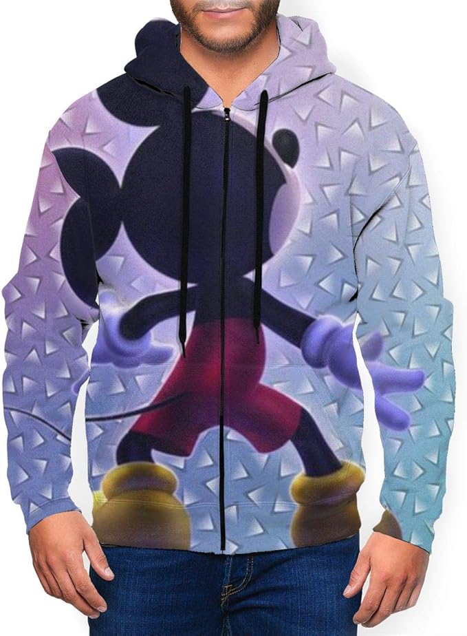Mickey Mouse Men's Hoodie with Zip Pocket Hoodies Casual Sports Coat