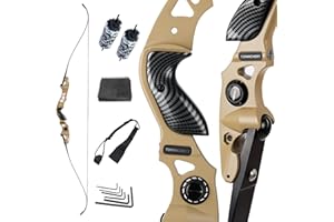 TOPARCHERY 62" Black Hunter Recurve Bow, ILF Shock Absorption Takedown Hunting Recurve Bow for Adult & Youth Beginner, Longbow Archery Set for Outdoor Target Hunting Training Practice