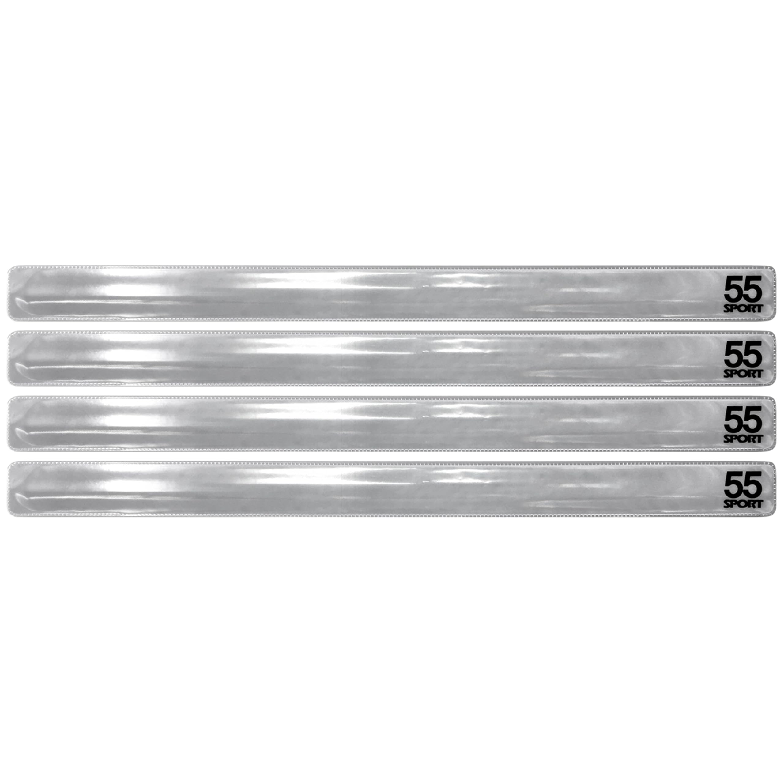 55 Sport Highly Reflective Hi-Vis Slap On Wrist/Ankle Bands - Silver - 4 Pack