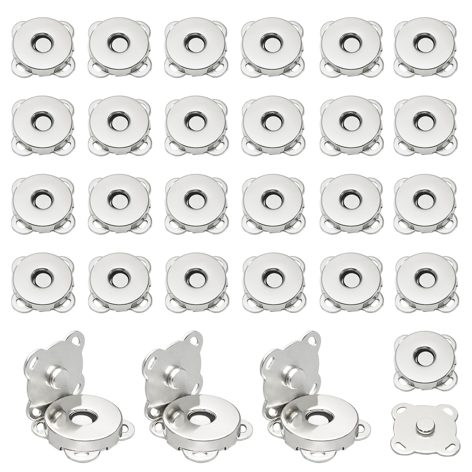 Photo 1 of 30 Sets Magnetic Snap Buttons,14mm Silver Magnetic Button for Clothes, Bags, Purses,Sewing on Magnetic Snaps for Fabric DIY Craft