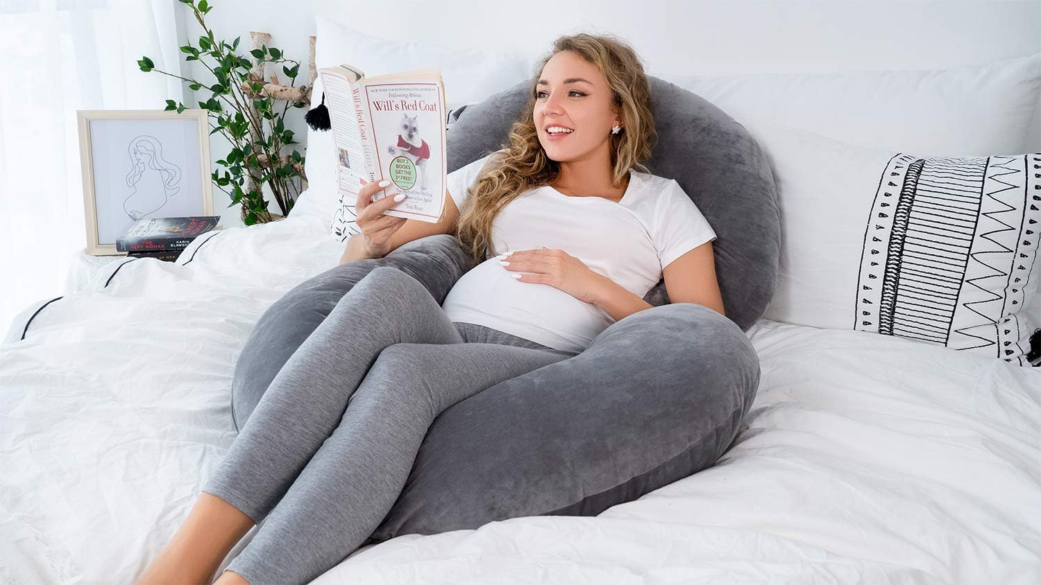 INSEN Pregnancy Pillow,Maternity Body Pillow with Pillow Cover,C Shaped Body Pillow for Pregnant Women: Home & Kitchen