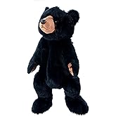The Petting Zoo Black Bear Stuffed Animal Plushie Backpack, Gifts for Kids, Wildlife Animal Toy, Black Bear Plush Toy Book Bag, 20 inches