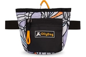 OllyDog Goodie Treat Bag, Dog Treat Pouch, Waist Belt Clip for Hands-Free Training, Magnetic Closure, Dog Training and Behavior Aids, Three Ways to Wear (Bloom)