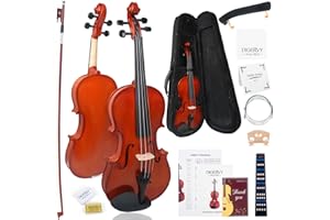 Violin 4/4 Full Size Kit, Violin Fiddle Set for Beginner Adults Students with Rosewood Bow, Violin Case, Shoulder Rest, Extra
