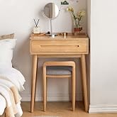 YESWOOD Corner Vanity Desk, Oak Wood Makeup Table for Girls, Study Desk and Vanity for Bedroom, Barthroom, Study Room, 23" D x 15.7" W x 30" H