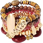 BERYOHZ Boho Multi Layer Stackable Beaded Bracelets Set for Women, Bohemia Bangle Cuff Jewelry Gift