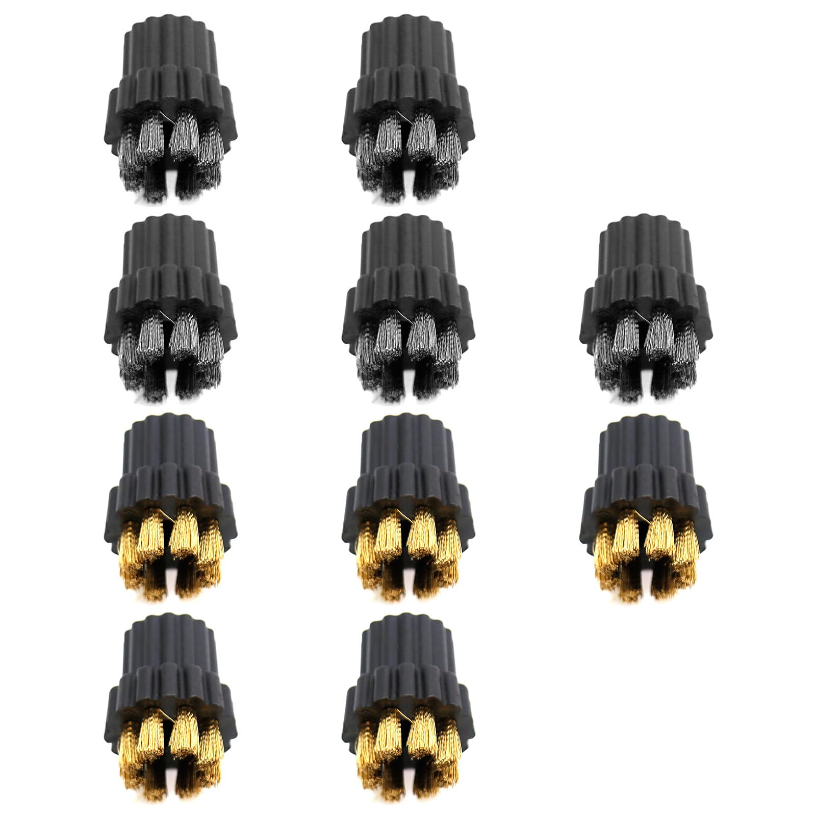 Photo 1 of Zreneyfex 10-Pack Steam Mop Brush Heads Replacement - 5 Copper & 5 Steel Brushes (24mm OD/8mm Thread) for Deep Cleaning - Fits Most Steam Mops