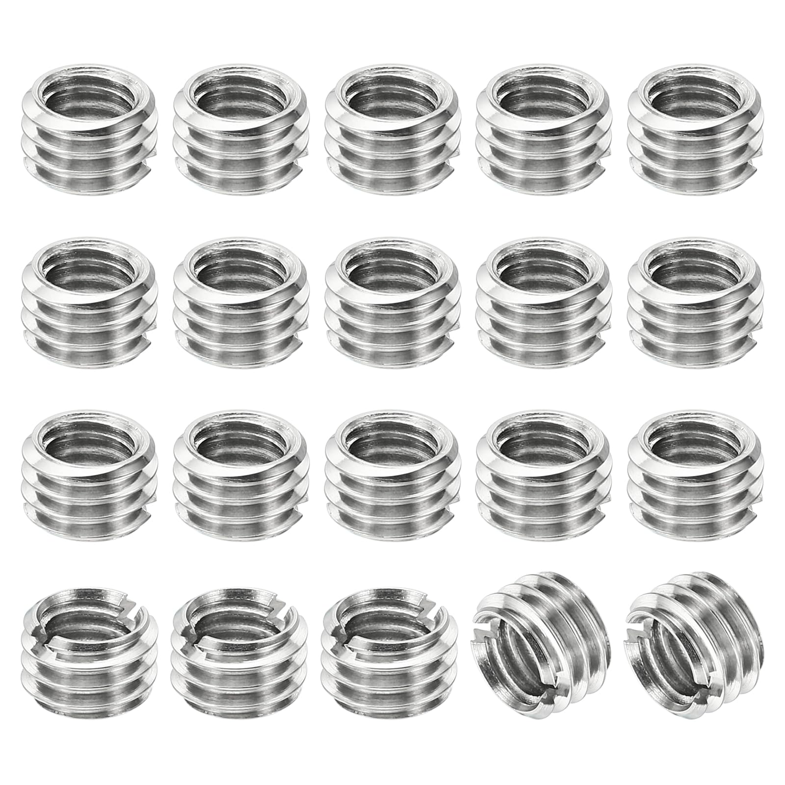 PATIKIL Thread Adapters Sleeve Reducing Nut, 20 Pcs M8x1.25 Male to M6x1 Female Repairing Insert Nut Screw Reducer Stainless Steel Fastener 5mm
