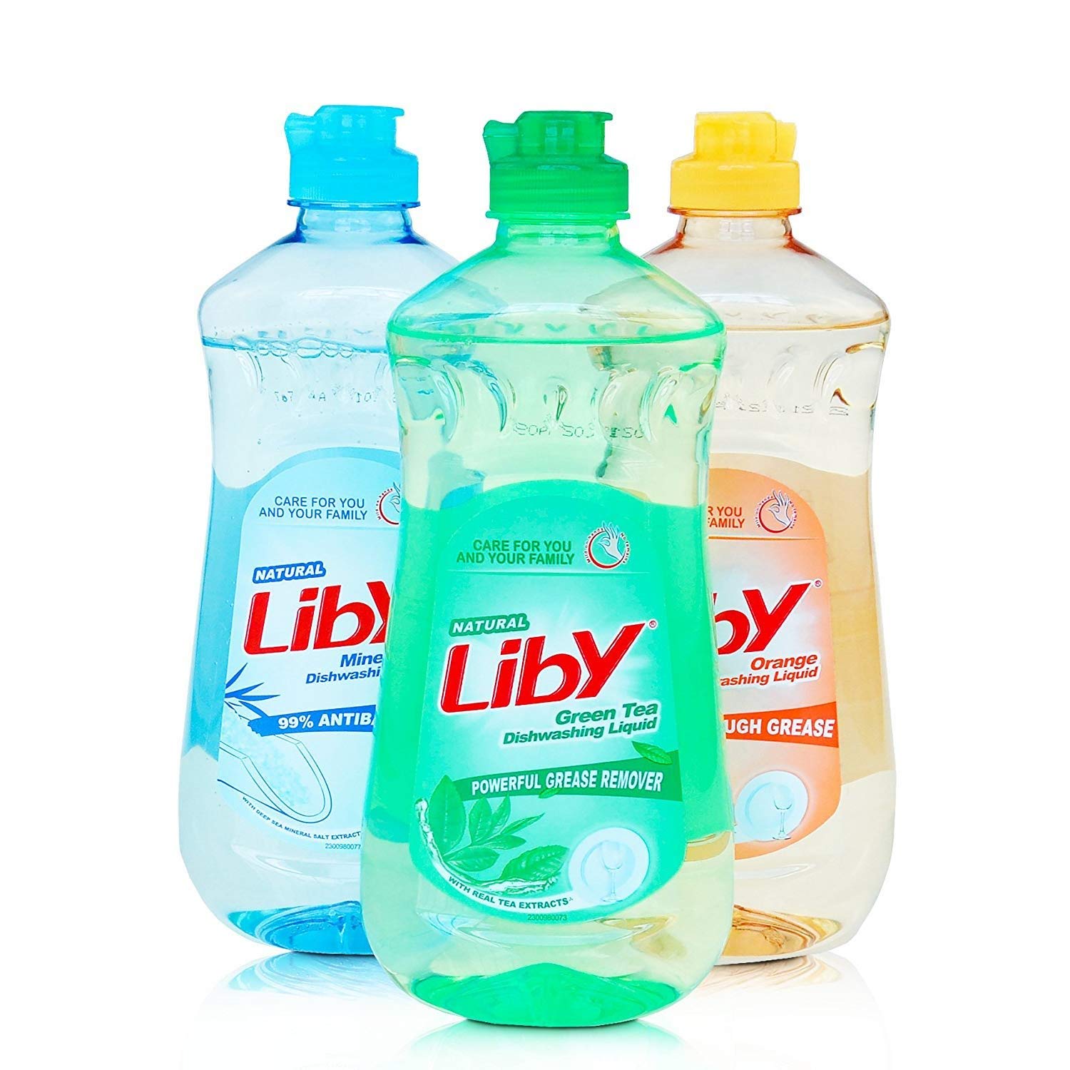 LIBY Dishwashing Liquid Dish Soap, Dish Detergent, Green Tea,Orange and Mineral Salt, 3 Pack(16 oz)