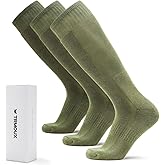 TRMOUX Men's Hiking Socks Military Green Shin Guard Hunting Boot Socks Over the Calf Socks for Men, 3-Pack