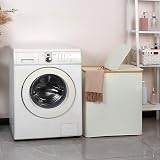 efluky 140L Laundry Baskets with Lid Two Compartments Beige view 7