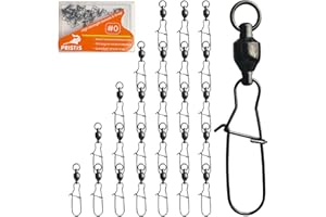 Pristis 25 Pack high Strength Fishing Snap & Swivels, Ball Bearing swivels with coastlock snap, Saltwater Corrosion Resistanc