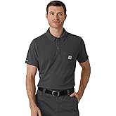 Carhartt Rugged Flex RSCU Scrubs for Men, Lightweight Short Sleeve Polo Scrub Top - Pewter, XL