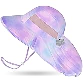 Kids Sun Hat UV Protection Summer Beach Play Hats Wide Brim Neck Flap for Girls Boys