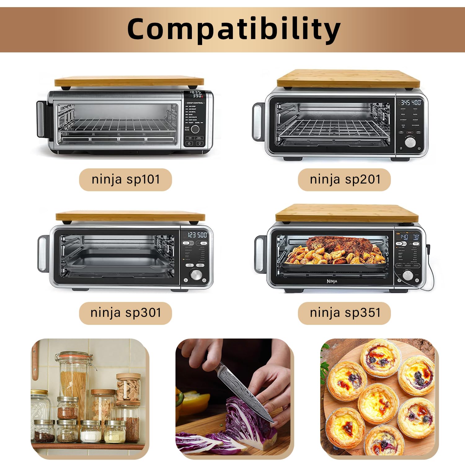 Ninja Foodi SP101 SP201 SP301 SP351 DCT401 DCT402 Air Fryer Oven Safe Heat Resistant Cutting Board Ninja Foodi Air Fryer Convection Oven Safe Creates Storage Space