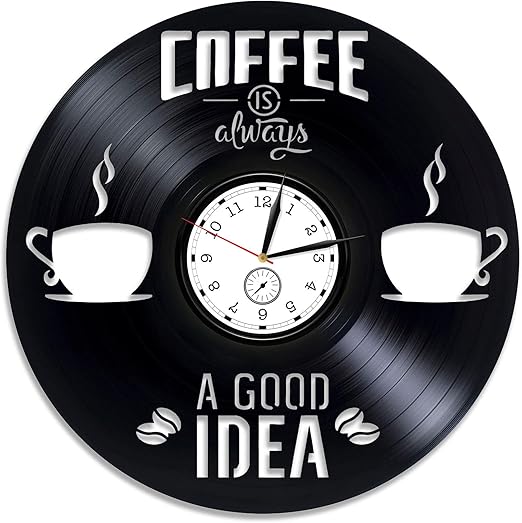 Amazon Com Kovides Coffee Vinyl Record Wall Clock Coffee Clock