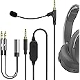 Geekria Boom Mic Headphones Cable Compatible with Skullcandy, Soundcore, Beats 3.5mm Jack Nylon Braided Replacement Cord with Boom Microphone and Volume/Mute Control for Gaming & Meeting (5.6 ft)