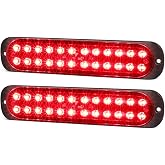 XtraGlow 7.5 inch Aluminum Housing Red Stop Brake Turn Signal LED Trailer Lights 24LEDs Waterproof Surface Mount Side Marker Lights for Truck Tractor Motorcycle Jeep RV, 2Pcs