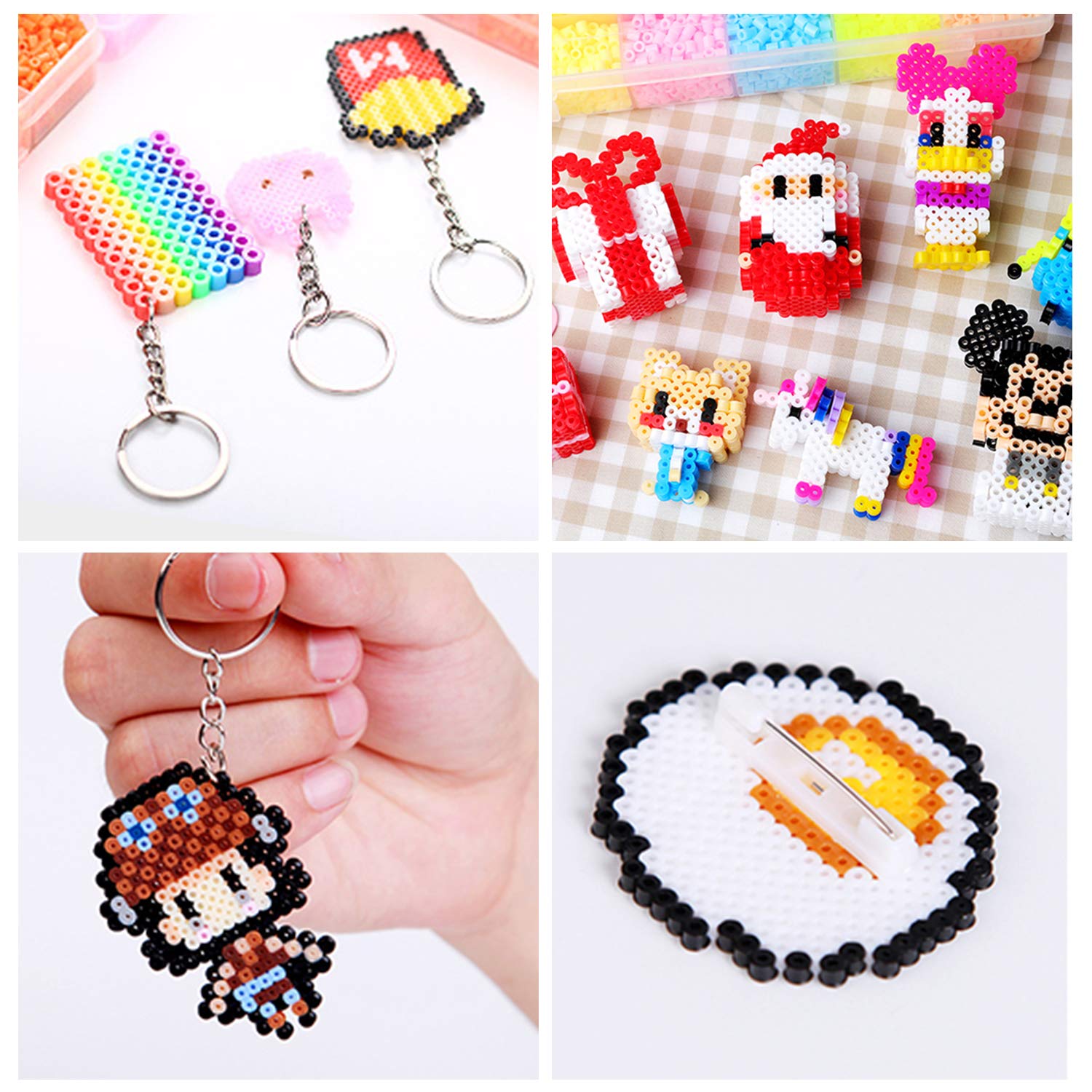 9pcs 5mm Large Square Fuse Beads Pegboards Plastic Beads Boards with Ironing Paper, Beads Tweezers Craft Beads