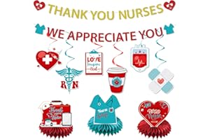 Refavor Nurses Week Decorations 2024 - Thank You Nurses Banners Nurses Appreciation Week Decoration Hanging Swirls Honeycomb Centerpieces Appreciate Nurse Theme Party Decor Supplies Home Hospital