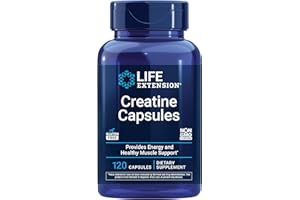 Life Extension Creatine Capsules – Creatine Monohydrate – Promotes Strength, Lean Muscle, Healthy Endurance – Non-GMO, Gluten-Free – 120 Capsules
