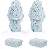BEoffer 2 Pack Microfiber Hair Towel - 41 x 24 inches Super Soft, Absorbent, Fast Drying Without Frizz Hair Towel Wrap for Wo