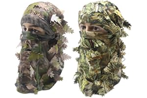 AOUTACC 3D Ghillie Camouflage Leafy Cap and Camo Hunting Gloves for Camo Hunting Shooting