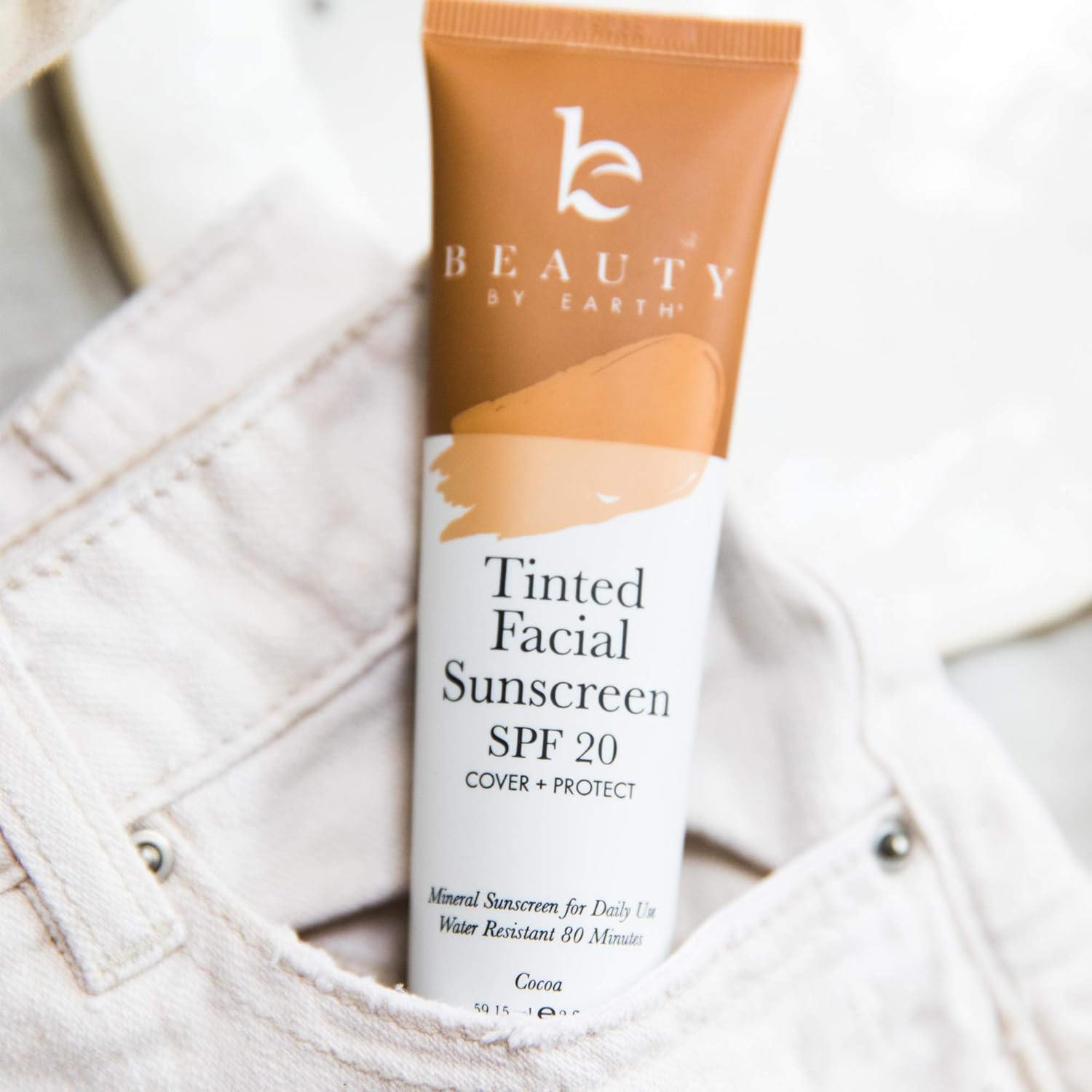 Tinted Sunscreen for Face - SPF 20 With Natural & Organic Ingredients Broad Spectrum Sunblock Lotion, Tinted Moisturizer Zinc Oxide Sunscreen Face for Skincare, Facial Sunscreen (Cocoa): Beauty