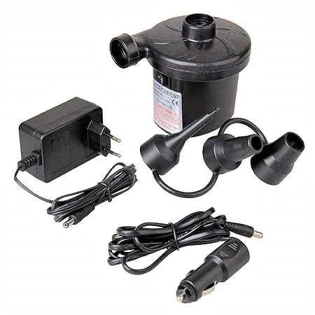 HEQUN Elektrische Luftpumpe, Elektropumpe Power Pumpe DC12V/AC230V inkl.mit 3 Luftdüse Kompressor mit Zigarettenanzünder-Schn