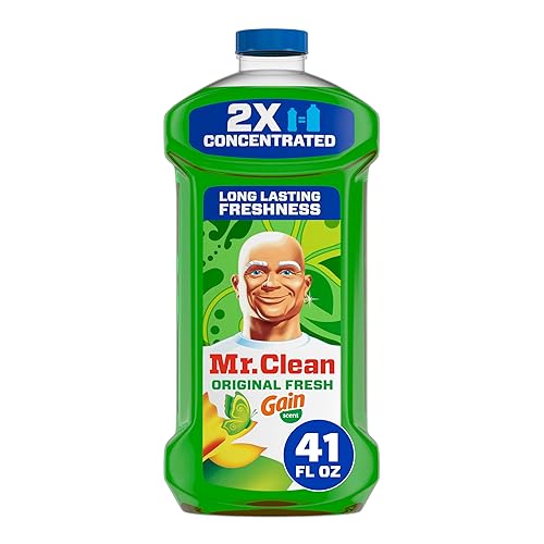 Mr. Clean All Purpose Cleaner, Floor Cleaner for Mopping Home, Bathroom, & Kitchen, Cleaning Liquid for Mop & Bucket, Cleaning Supplies, Multi-Surface Dilutable, Gain, 41oz