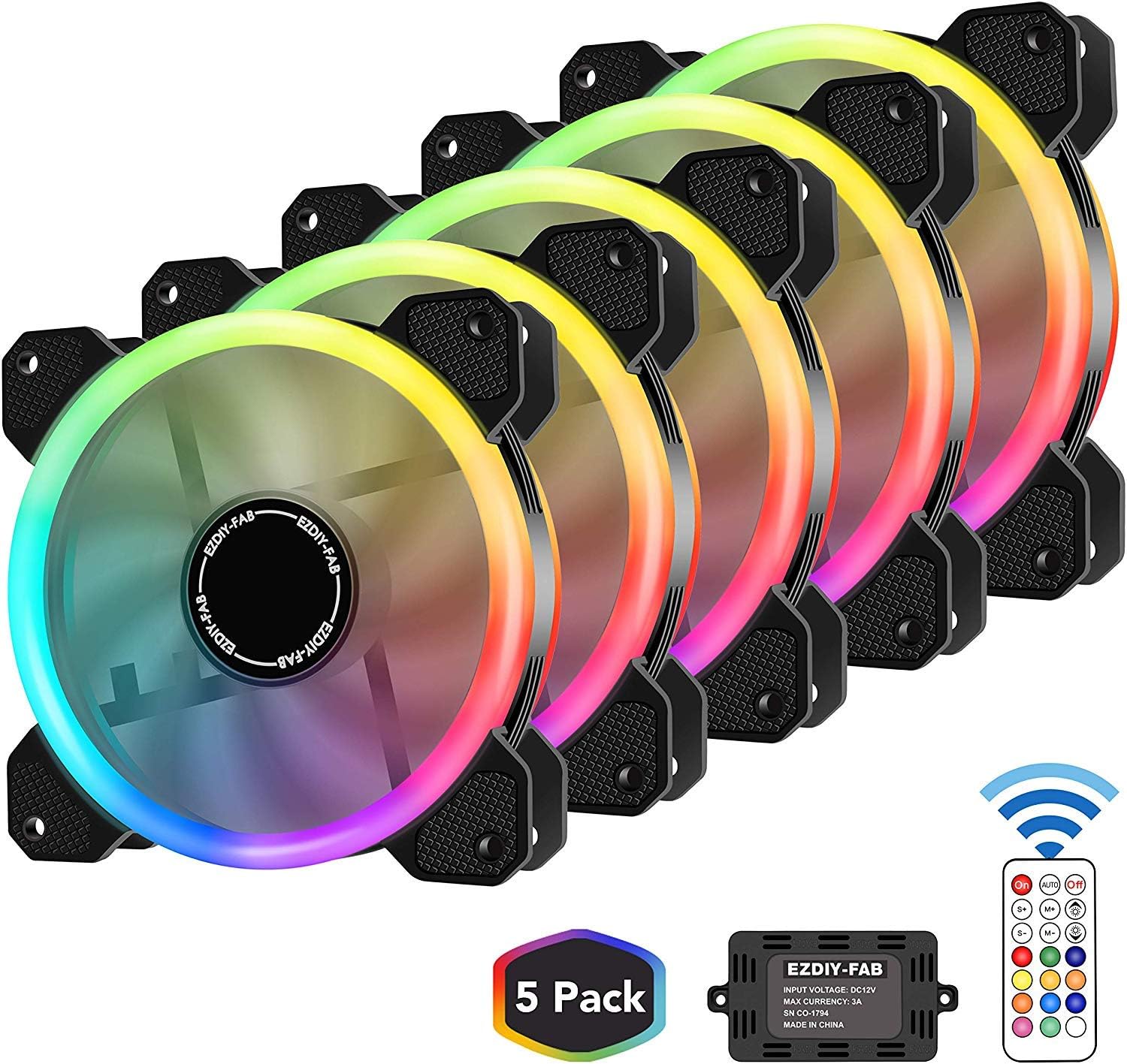 Easydiy 1mmpcケースファンledリング搭載 静音タイプ 25mm厚 1300rpm 5本1セット Rgb 虹色 Easydiy ケースファン 通販 Amazon