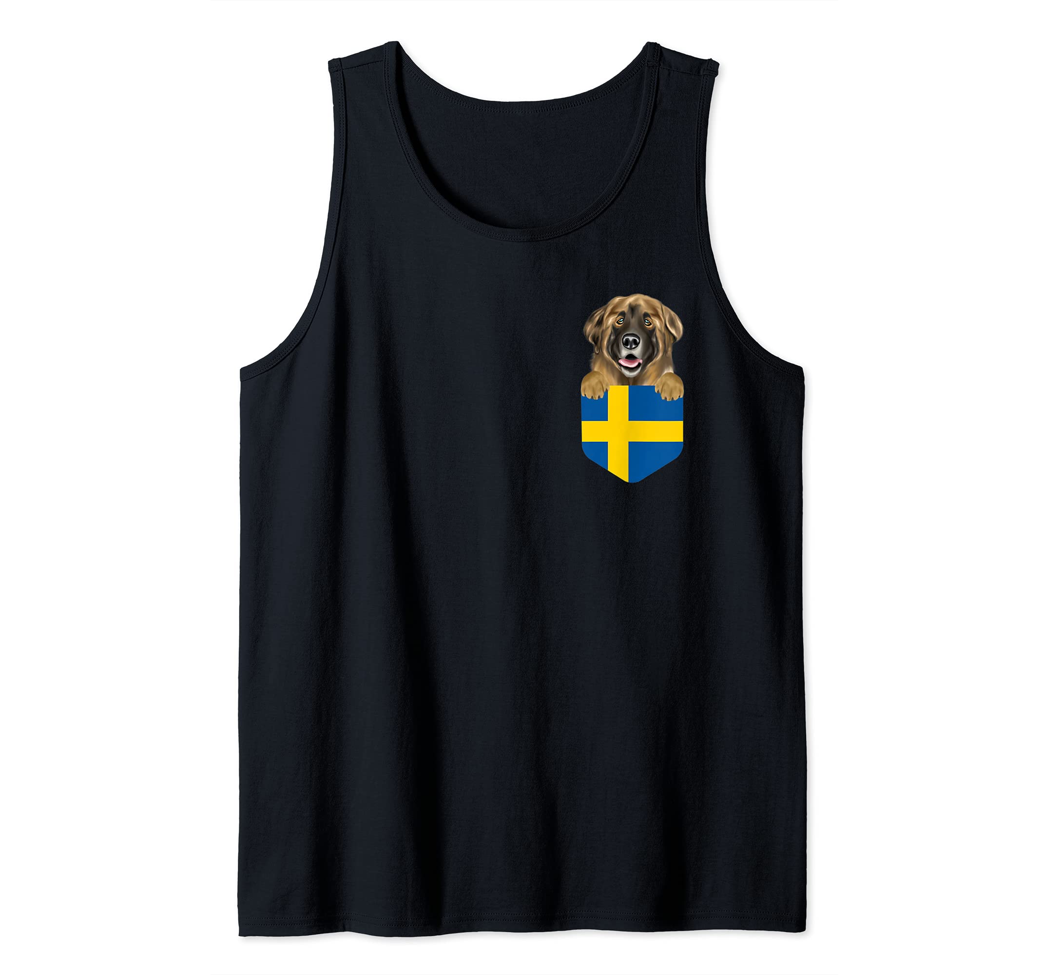 Sweden Flag Leonberger Dog In Pocket Tank Top