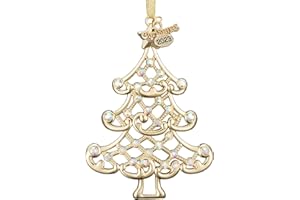 VIVIKEN Christmas Ornament 2023 Decoration for Christmas Tree Hanging Metal Christmas Tree Dated 2023 Shiny Gold Ornaments Holiday Decorative Xmas Gifts for Family Friends