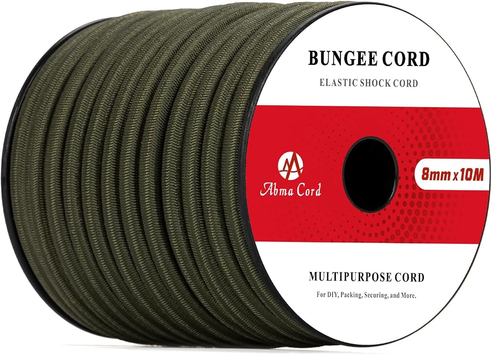 Abma Cord 8mm x 10M Bungee Cord Elastic Shock Rope White Black