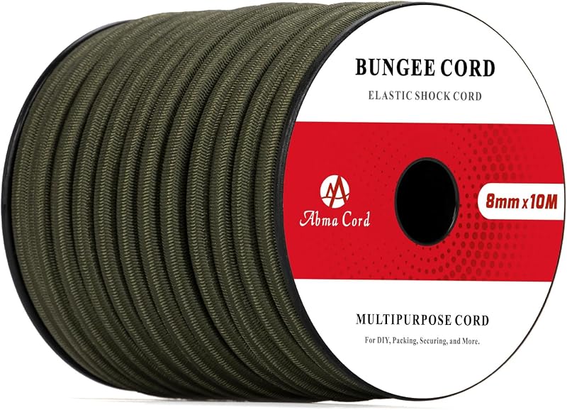 Abma Cord 8mm x 10M Bungee Cord Elastic Shock Rope White Black
