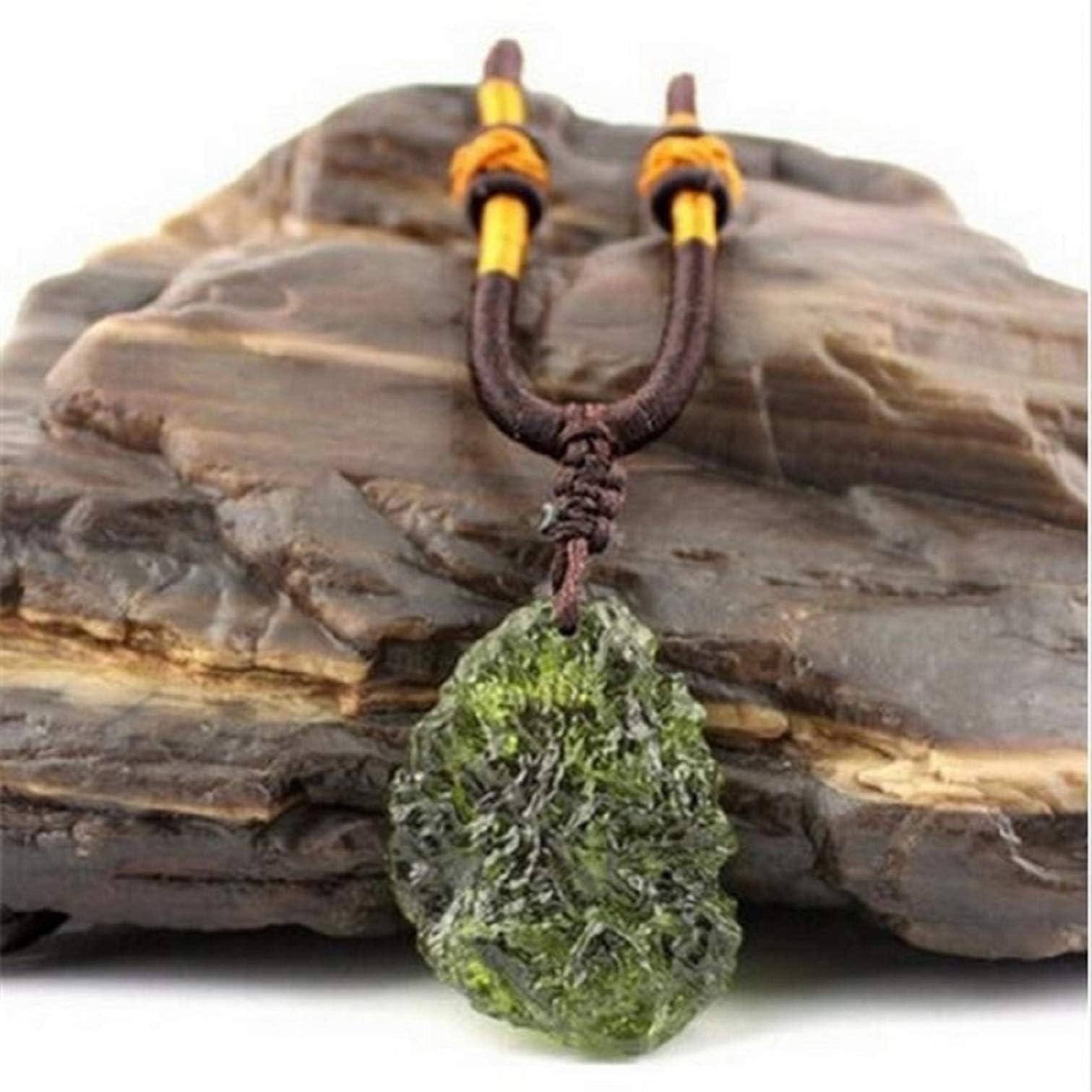 Natural Moldavite Green aerolites Crystal Stone Pendant Energy apotropaic4g-6g/ lot+ Free Rope Unique Necklace