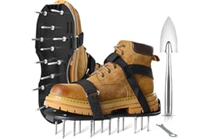 PHYSEN Lawn Aerator Shoes, Upgrade 2.2'Heavy Duty Spike Shoes Lawn Aerating with Hook&Loop Straps, Free-Installation Grass Aerator Lawn Tool One Size Fits All Spiked Sandals for Yard Patio Garden Grass