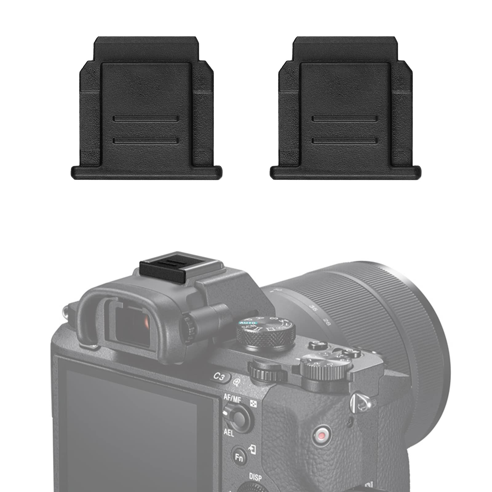 Aktualisierte Okularmuschel für Sony A7III A7II A9 A7S A99II A58 A7 A7R IV A7RIII A7SII 2 Pack Kamera-Blitzschuhabdeckung für Sony + 2 Pack Kamera-Augenmuschel-Ersatz für Sony 5