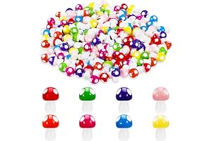 Fuyamp 160 Pcs Tiny Mushrooms Colored Resin Fairy Outdoor Animals Figurines Outdoor Garden Mushroom for Home DIY Indoor Outdoor Garden Landscape Craft Home Decoration Garden Supplies