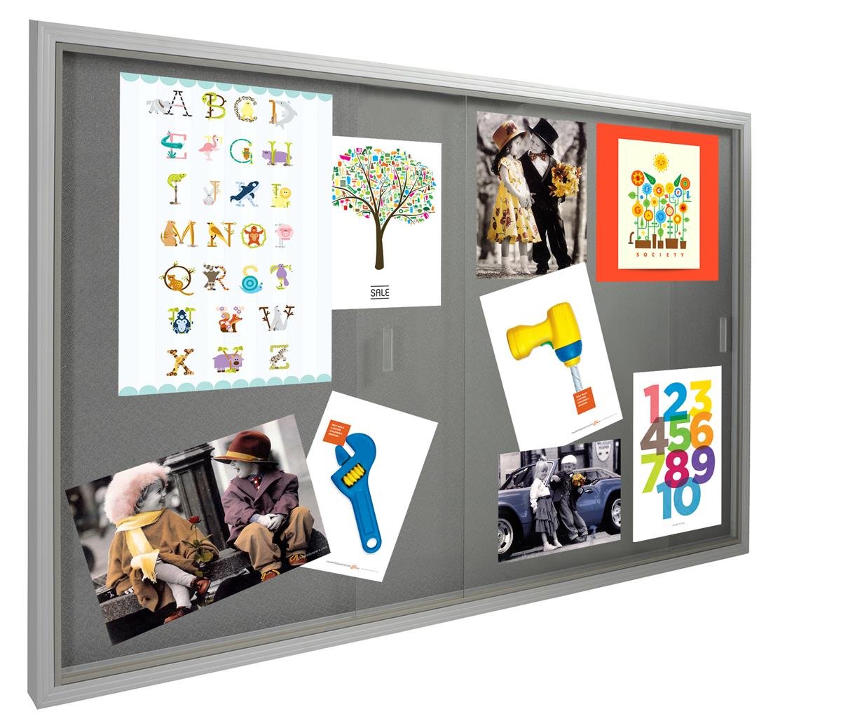 Displays2go 48 x 36 Inches Indoor Bulletin Board with Gray Fabric