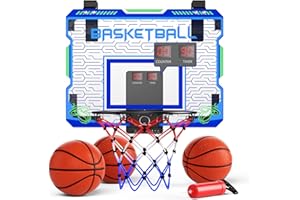 SOTAONE Indoor Mini Basketball Hoop for Kids - Over The Door Basketball Hoop with Cool LED Light/Sound Effect/Scoreboard/3 Balls, Sports Toys Birthday Gifts for 6 7 8 9 10 11 12 Year Old Boys Teens